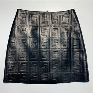 Leather Monogram-jacquard skirt NWT